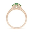 thumbnail image 2 of ANGARA Natural Aeon Square Emerald Three Stone Engagement Ring with Milgrain in 14K Rose Gold for Women (Size-4mm) | May Birthstone, Anniversary, Jewelry Gift for Women | Natural Emerald Ring, 2 of 10