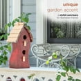 thumbnail image 6 of Alpine Corporation 8" x 17" Hanging Swirly Vintage Wood Birdhouse, Red, 6 of 12