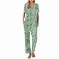 thumbnail image 6 of Tnhcen Women's 2 Piece Silk Satin Short Sleeve Pajama Set Button Down Sleepwear Soft Pjs Sets Loungewear S-2XL, 6 of 6