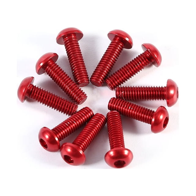 10pcs M3 6-10mm Bouton Tête Ronde Alliage d'Aluminium Hexagonal Métrique Bouchon Vis Boulon Rouge 10mm