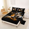 thumbnail image 2 of Castle Fairy Graffiti Dirt Bike Queen Sheet Sets 4 Pieces for Boys, Orange Splash Print Bed Set for Bedroom, Orange Black, 2 of 6