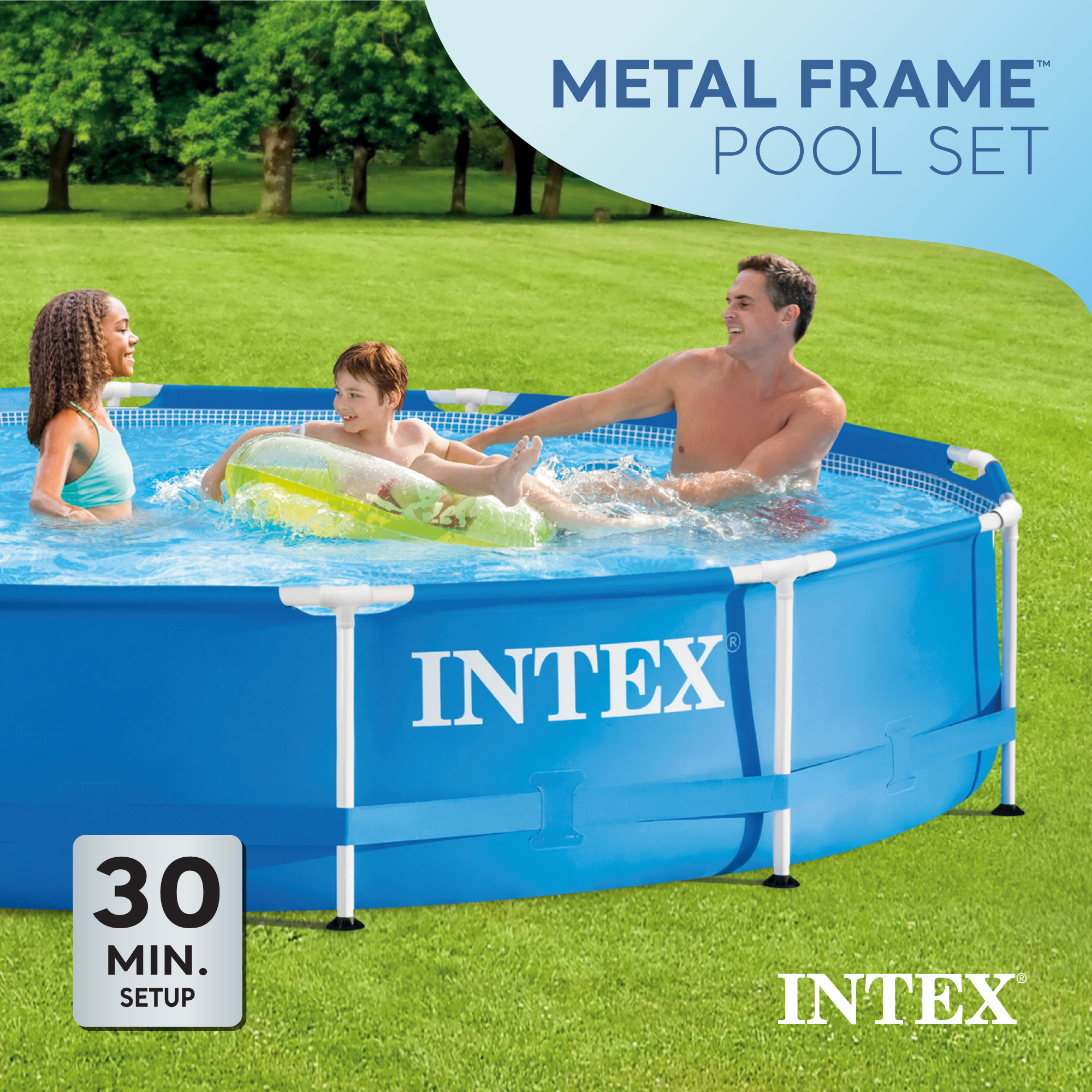 Intex 12' x 30'' Metal Frame Above Ground Swimming Pool with Filter Pump - image 4 of 13