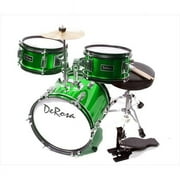De Rosa DRM312-GR 12" Kids Children 3 Piece Drum Set, Green