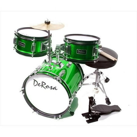 De Rosa DRM312-GR 12" Kids Children 3 Piece Drum Set, Green