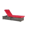 thumbnail image 6 of UHOMEPRO 2pcs Chaise Lounge Chair, Modern Rattan Wicker Outdoor Chaise Lounge Set for Patio Poolside Garden, All-Weather Recliner for Beach w/Cushion, Pillow, Back Adjustable, Steel Frame, Red, 6 of 6