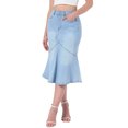 thumbnail image 4 of INSPIRE CHIC Women's Bodycon Fishtail Denim Skirt High Waisted Ruffled Knee Length Jean Skirt XL Light Blue, 4 of 6