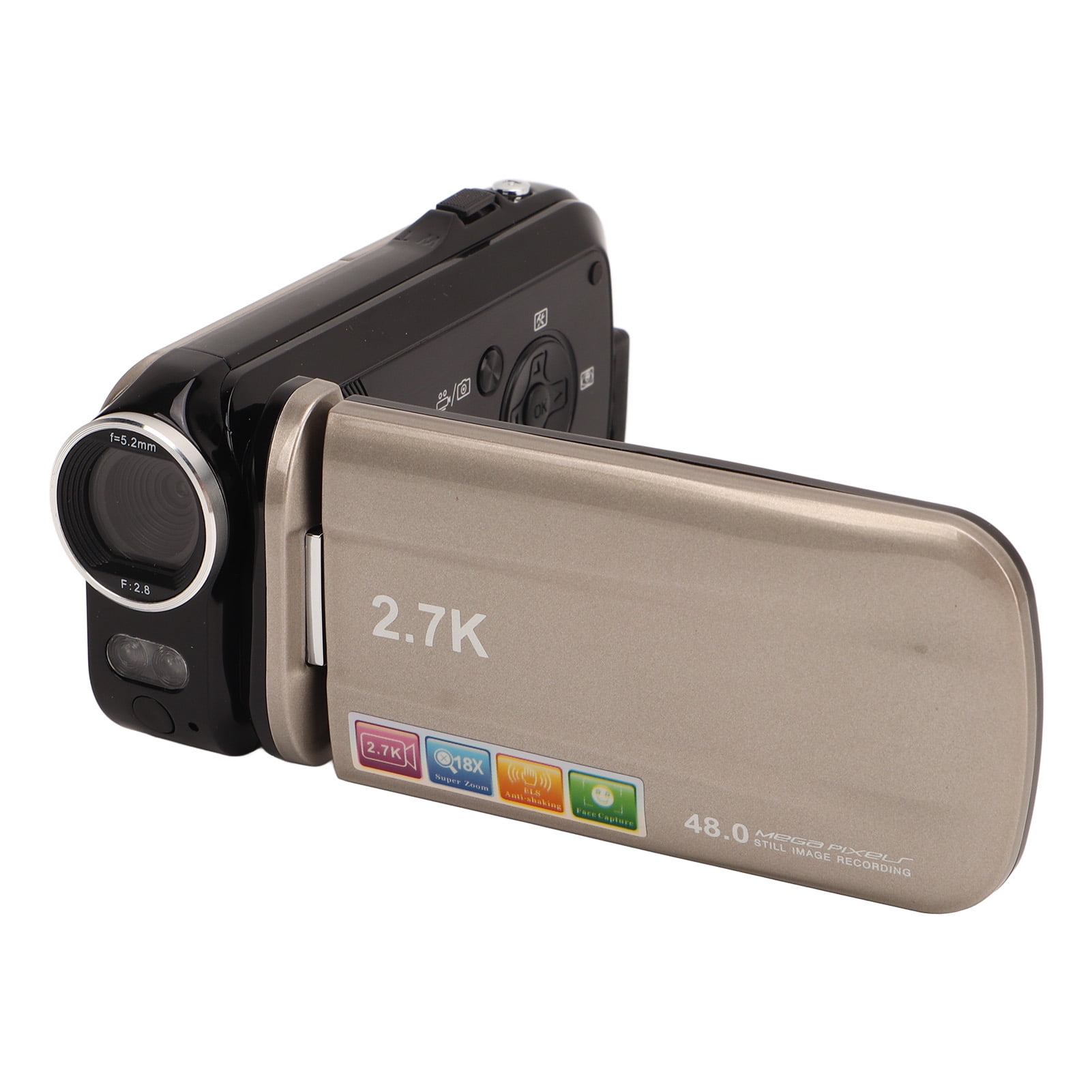 2.7K Video Camera Camcorder 48MP 18X Zoom 3 Inch 180 Degree Rotating Screen Night Vision Digital Camera Recorder with Remote for Travel Vlogging