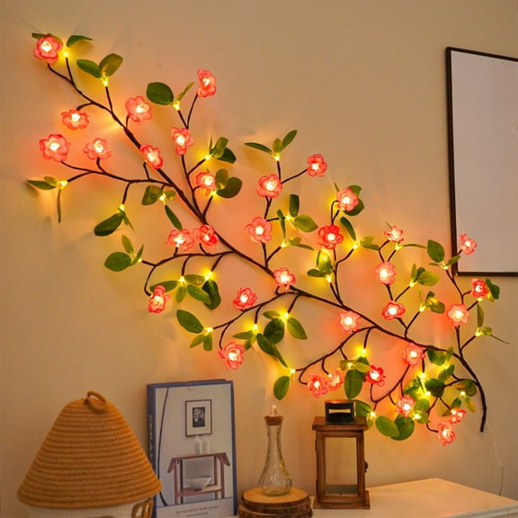 Loyerfyivos LED Lighted Willow Vine Maple Leaves Fairy Lights With Remote Control ,Autumn Decorations Artificial Willow Branches Light for Wall Chirstmas Holiday Fireplace Wedding Decor (180cm)