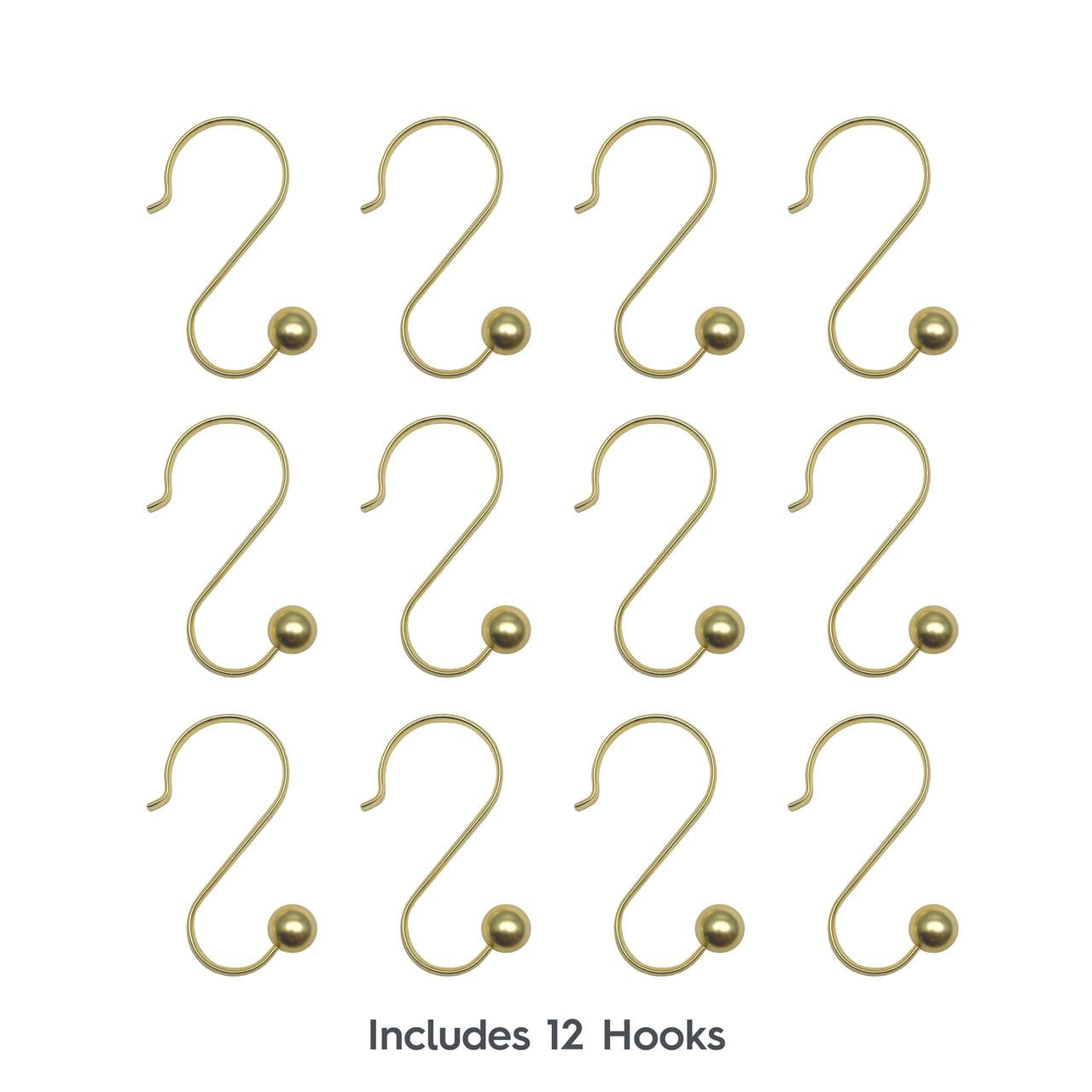 Better Homes & Gardens Plated Brass Ball Rust-Proof Steel Shower Hooks, Set of 12