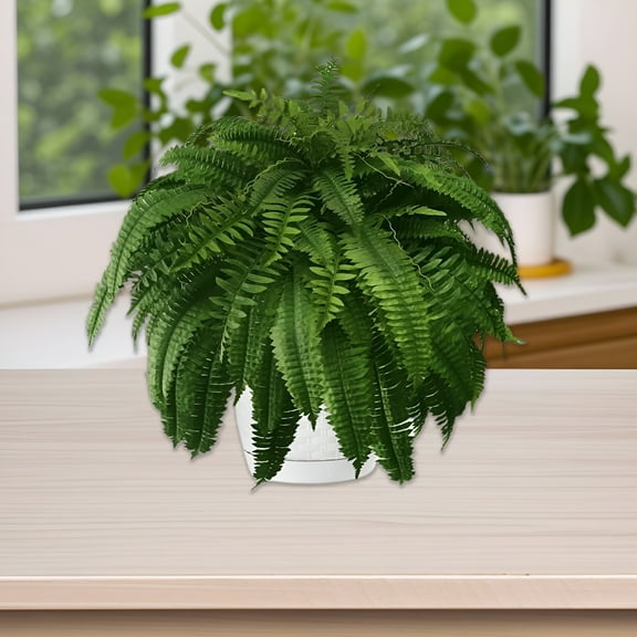 LAMIRO Artificial Bush Plants Large,Artificial Boston Ferns with 39 Fronds for Outdoors Home Decor (1 pack)