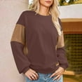 thumbnail image 5 of Otntypg Athletic Sweatshirts for Women Trendy 2025 Fall Long Sleeve Color Block Crewneck Pullover Tops Loose Lightweight Oversized Baggy T-Shirts Coffee#01 L, 5 of 7