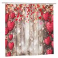 thumbnail image 2 of JOOCAR Happy Valentines Day Shower Curtain Red Falling Hearts Pattern Balloons Spots on Vintage Wood Backdrop Love Bathroom Sets with 12 Hooks,Polyester Fabric 72x72 Inch, 2 of 7