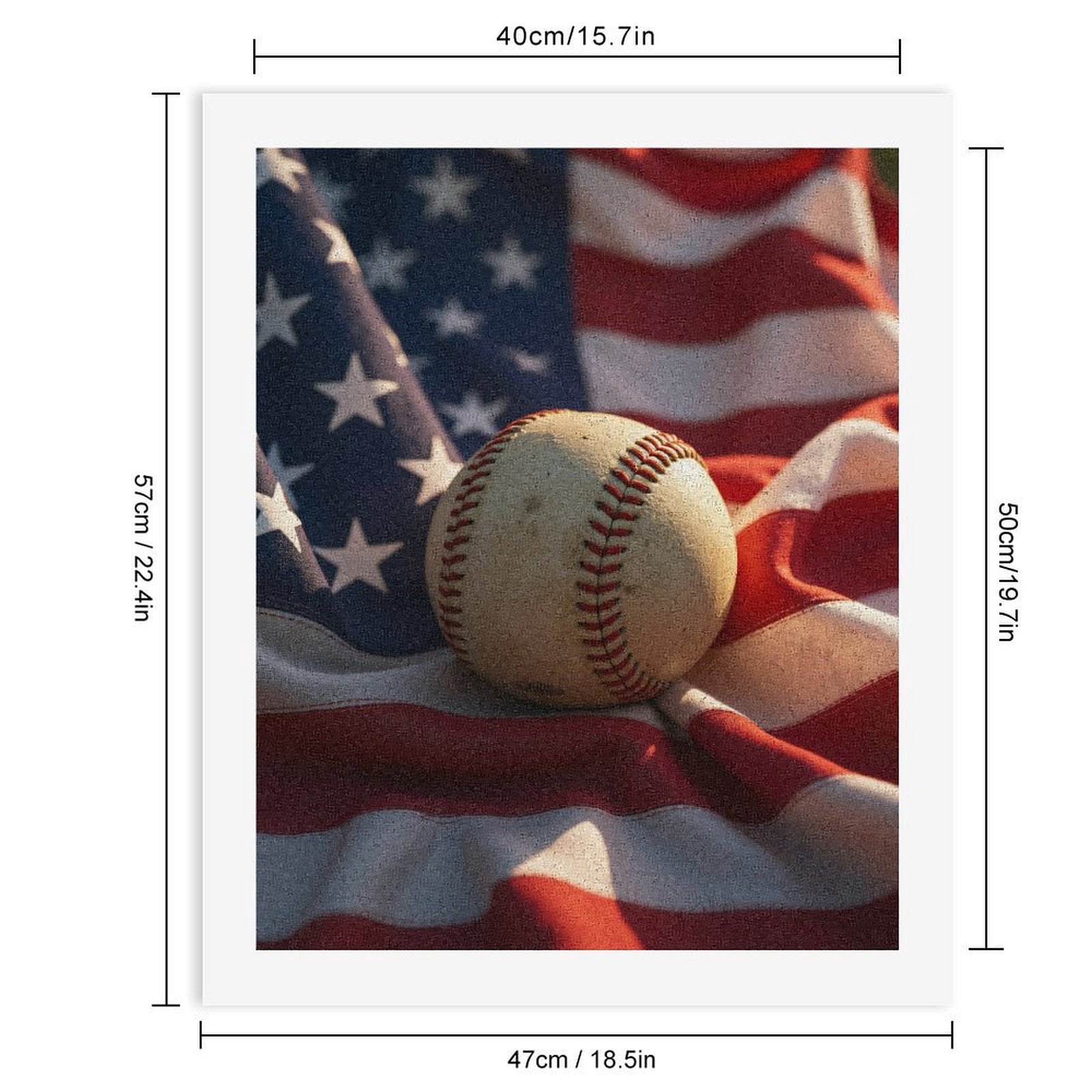 Paint by Numbers Kit for Adults, Baseball American Flag Display Paint by Numbers, Easy Paint by Numbers Kit for Adults Beginner, DIY Adult Paint by Number Kits on Canvas, Home Decor