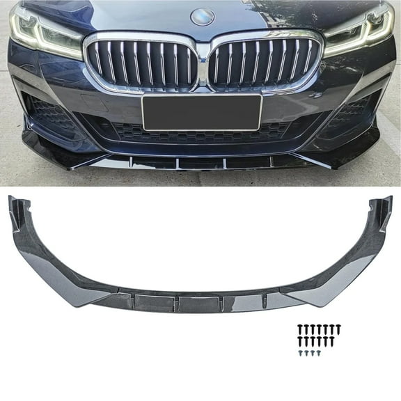 NINTE Front Bumper Lip for 2021 2022 2023 BMW 5 Series G30 M Sport ABS 3Pcs Spoiler Splitter Carbon Fiber Look Style