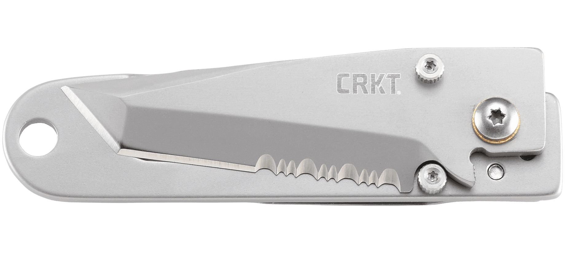 CRKT K.I.S.S. Everyday Carry EDC Pocket Folding Knife with Frame Lock: Stainless Steel Triple Point Serrations Blade, Stainless Steel Handle, 5510