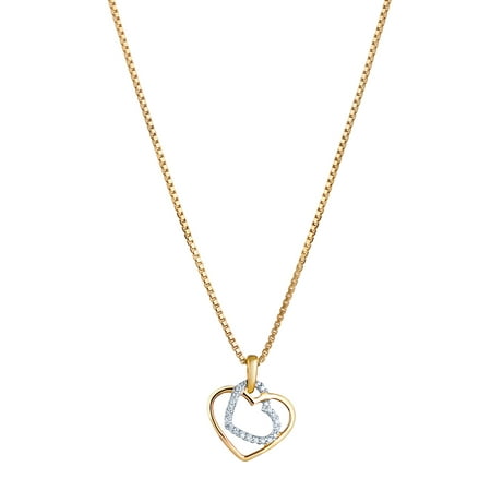 0.12 ct Round Diamond Pendant Necklace in 14K Yellow Gold, 18" (J-K, I)