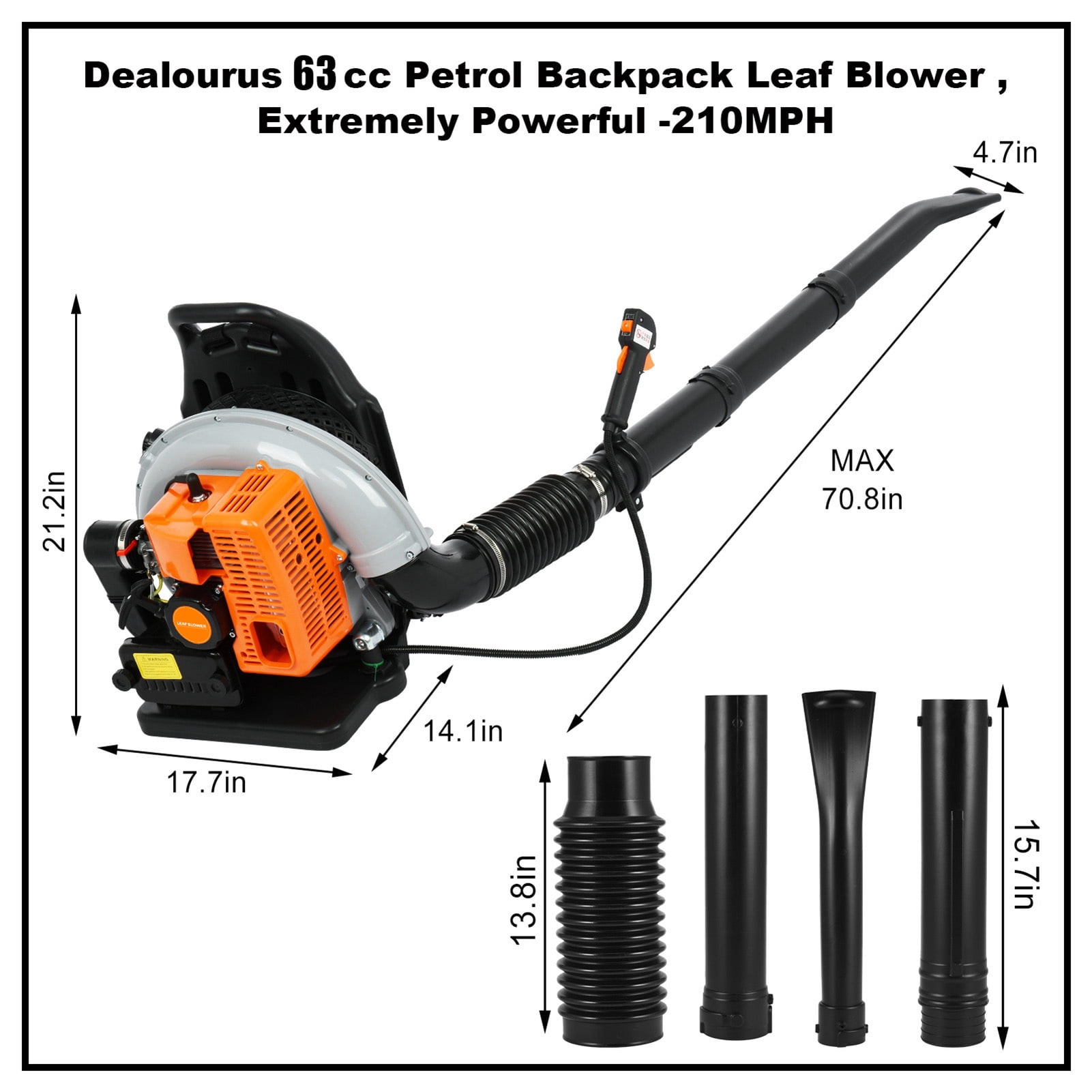 JNXYL EB650 63CC Gas Backpack Leaf Blower - Commercial Grade 2-Stroke Engine, 665 CFM Gas Powered Blower with Extention Tube for Home Blowing Leaf, Snow Blowing,Dust