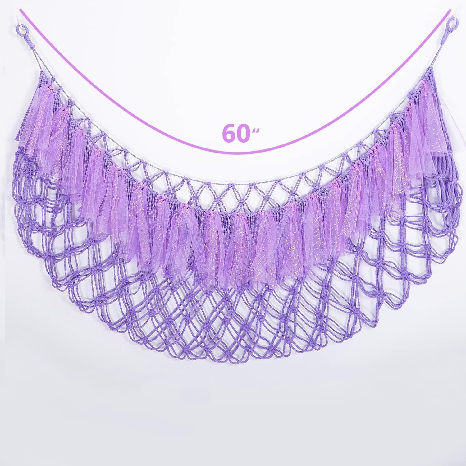 Large Stuffed Animal Net or Hammock with Led and Mesh Ribbon Wall Hanging Toy Net for Stuffed Animals Creative Stuff Animal Storage Ideas Macrame Toy Hammock Stuffed Animal Hammock-Purple