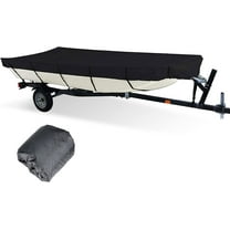 Labwork Heavy Duty Trailerable Boat Cover - 210D Marine Grade Polyester Mooring Cover Fits Jon Boats 12ft Long Beam Width up to 56in