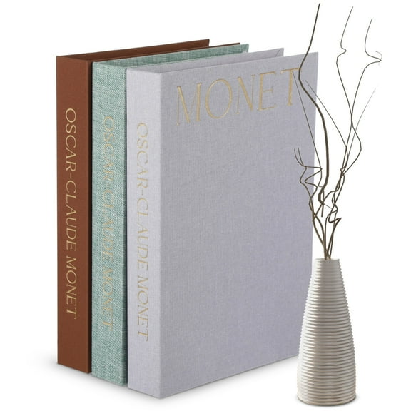 Linen Decorative Books 3 Pcs, Faux Books for Decoration, Green Brown Gray Covers, Hidden Storage Compartments, Home Decor Books