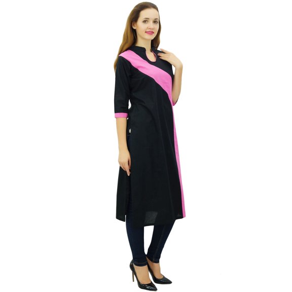 Phagun Women's Cotton Kurta Kurti 3/4 Sleeve Summer Tunic Indian Clothing-12