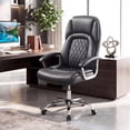 thumbnail image 4 of Gymax Upholstered Leather Office Chair Ergonomic Executive Chair w/ Padded Armrests & Rocking Backrest Height Adjustable Computer Desk Chair, 4 of 10