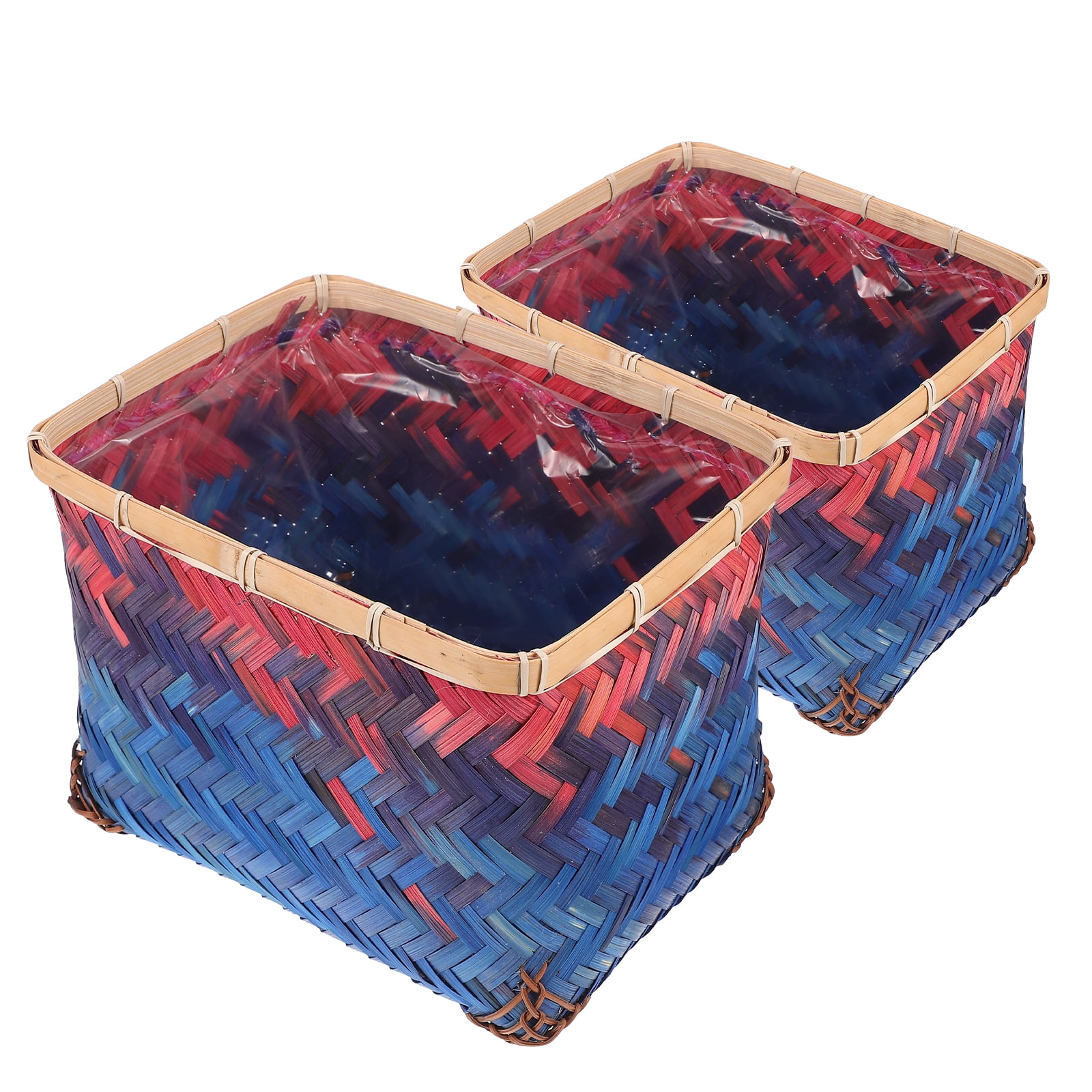 Hemoton 2pcs Bamboo Wicker Baskets Large Decorative Desktop Basket ...