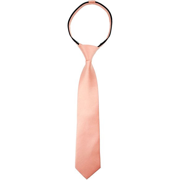 Spring Notion Boys Satin Zipper Necktie, Optional Gift Box