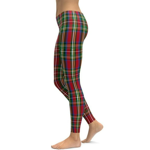 Tartan Christmas Leggings Size: XS for Women | FIERCEPULSE