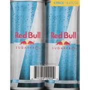 Red Bull Sugarfree Energy Drink, 80mg Caffeine, 8.4 fl. oz., Pack of 4 Cans