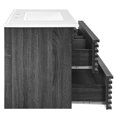 thumbnail image 5 of Wall Mount Sink Vanity Cabinet, Dark Grey Gray White, Wood, Mid Century Hotel Bedroom Bathroom, Modern Contemporary HB33376, 5 of 9