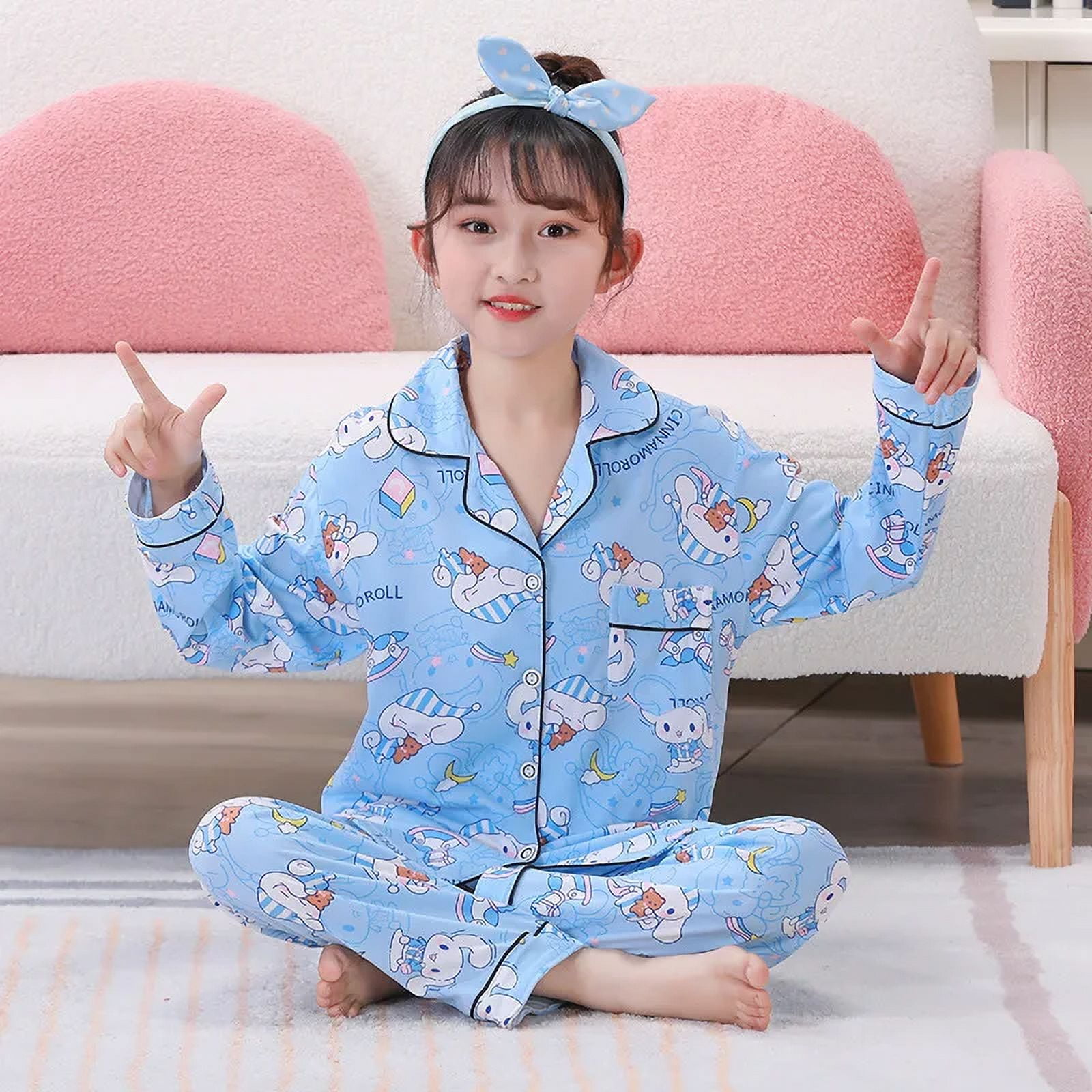 Sanrio Cartoon Kuromi Pajamas Kawaii Anime Cinnamoroll Kids