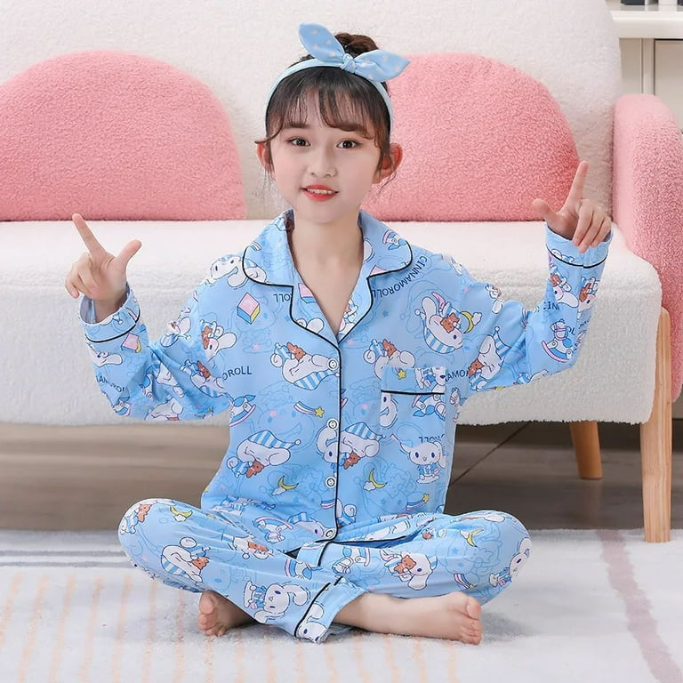 Spring Autumn Pajama Girl Sleepwear Kawaii Anime Kuromi My Melody