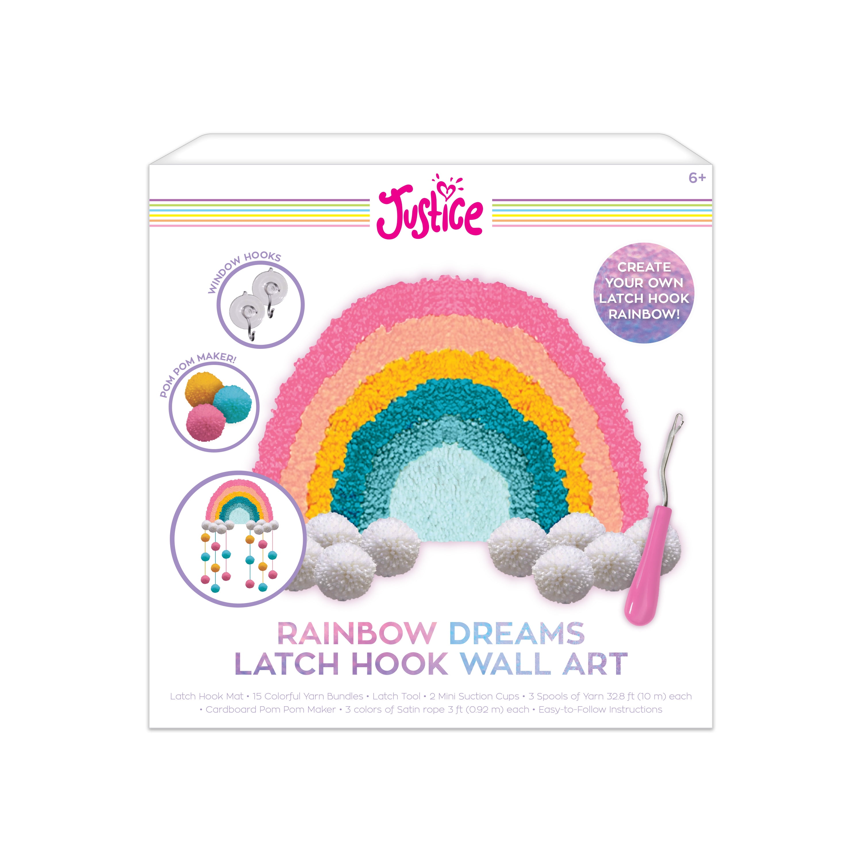 Justice Rainbow Dreams Latch Hook Wall Art Kit (27 Pieces)