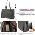 thumbnail image 6 of Lovevook Women's USB Port PU Leather 15.6" Laptop Tote, Gray, 6 of 7
