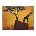 thumbnail image 5 of Nawypu  African Tapestry, Savannah Map Continent Giraffe and Tree Silhouette Wild Design Illustration, Wide Wall Hanging for Bedroom Living Room Dorm, Orange Brown, 5 of 6