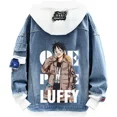 thumbnail image 2 of Chaqueta vaquera con capucha de primavera y otoño con diseño periférico de anime One Piece Luffy Chopper Zoro, chaqueta de pareja sencilla, atractiva y versátil, 2 of 2