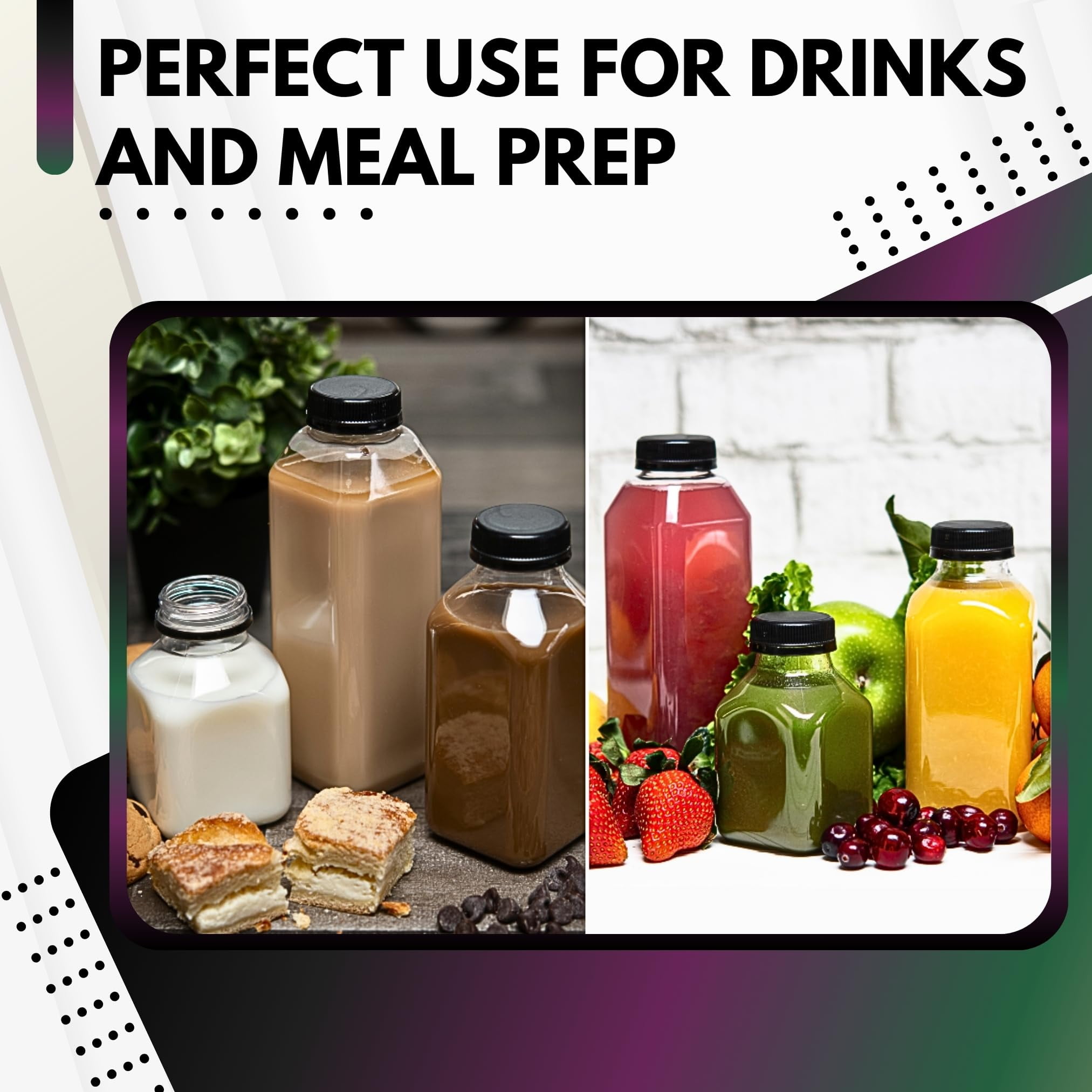 Green Direct 16oz Clear Plastic Reusable Juice Bottles with Caps | Empty Water Bottles for Juicing, Smoothies, Shakes | BPA-Free, Durable & Leakproof | Pack of 35