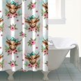 thumbnail image 4 of White Highland Cow Flower Bow Pattern Shower Curtain 84"x72" ,Bathroom Decorative Shower Curtains Set with 12 Hooks,Modern Waterproof Washable Shower Curtain, 4 of 6
