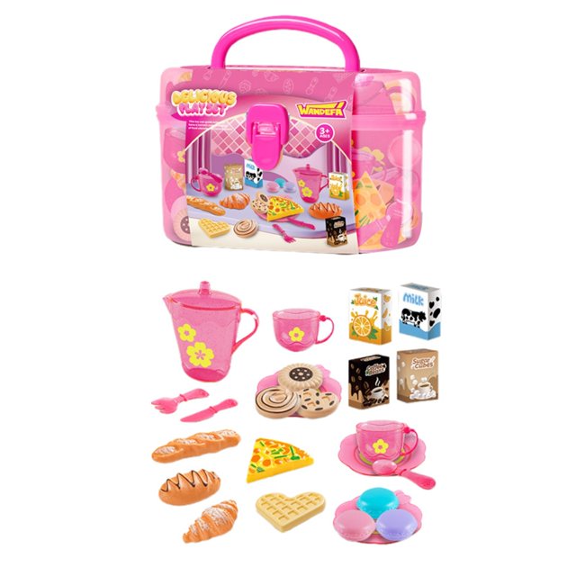 Interactive Toys for Girls Pretend Play Afternoon Tea Set with Accessories Non Battery Plastic Dinnerware for Imaginative Play Perfect for Ages 3 and up Indoor