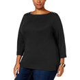 thumbnail image 3 of Karen Scott Women's Plus Ribbed-Trim Top (Black, 0X), 3 of 3