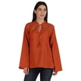 thumbnail image 1 of Moomaya Tunique Col Mandarin pour Femmes Manches Longues Été Coton Uni, 1 of 7