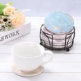 thumbnail image 5 of 2Pcs Absorbent  Coasters White Marble Round Coaster with Cork Backing Non-Slip for Home Office 4inches., 5 of 5