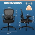 thumbnail image 3 of Ergonomic Office Chair Home Desk Chair with Mesh Back Adjustable Lumbar Support Built-in Springs Wide Seat Executive Task Chair with Big Armrests Tilt Function Computer Desk Chair, 3 of 9