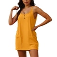 thumbnail image 1 of Mono liso de mujer, vestido informal sin mangas con tirantes, botones y bolsillos., 1 of 6