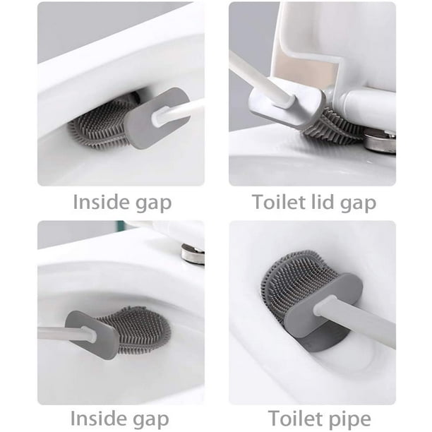 Brosse de toilette flexible en silicone, brosse de toilette plate
