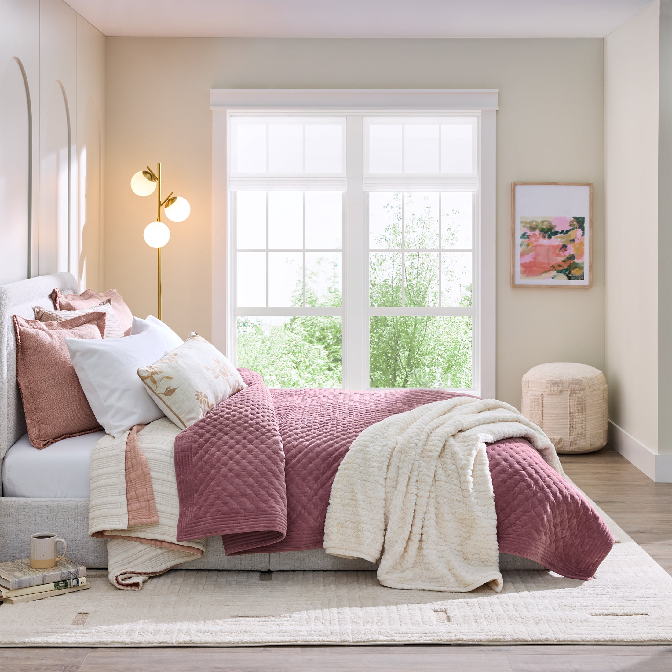Better Homes & Gardens Violet Gem Tufted Matte Velvet Quilt, Full/Queen