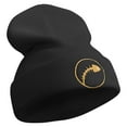 thumbnail image 4 of Abstract Fish Bone Embroidered 12 Inch Long Knitted Beanie - Black OSFM, 4 of 5