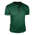 thumbnail image 2 of VgaVtl Short Sleeve T-Shirt for Men Summer Knitting Cotton Mens Clothes Shirts Green Daily Soft Button Henley Tops, 2 of 6