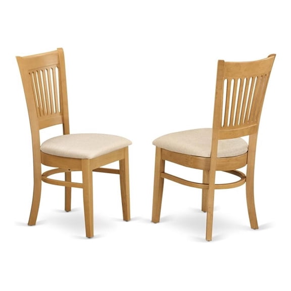 Pemberly Row Traditional 37" Fabric Dining Chairs in Oak (Set of 2)
